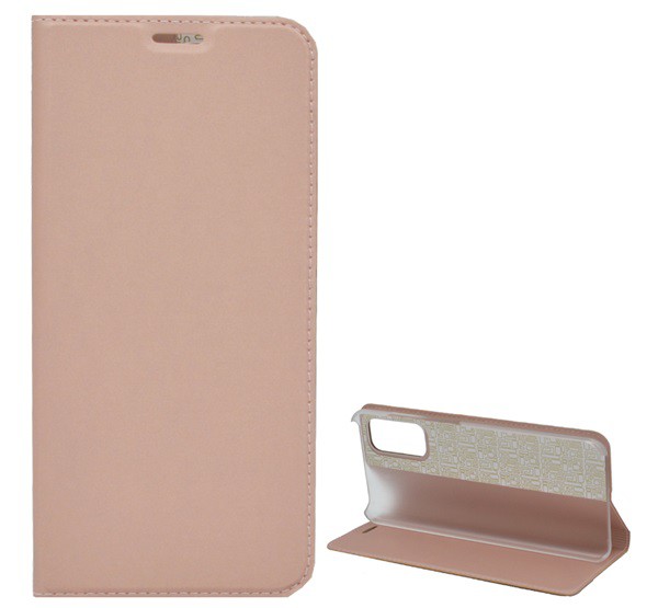 Tok álló, bőr hatású (FLIP, oldalra nyíló, asztali tartó funkció) ROZÉARANY 2 [Samsung Galaxy S20 5G (SM-G981U)]