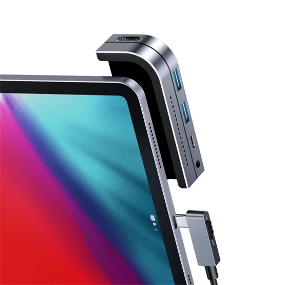 Baseus Bend Angle No.7 USB Type-C HUB, szürke