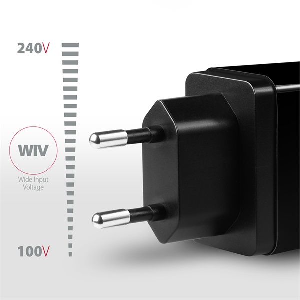 Axagon ACU-QS24 QC3.0 + 5V-1.2A hálózati töltő fekete