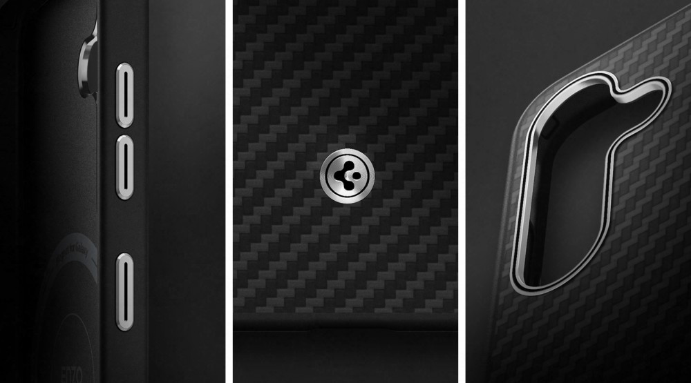 Samsung S25 Plus Aramid ütésálló tok, Fekete-ezüst