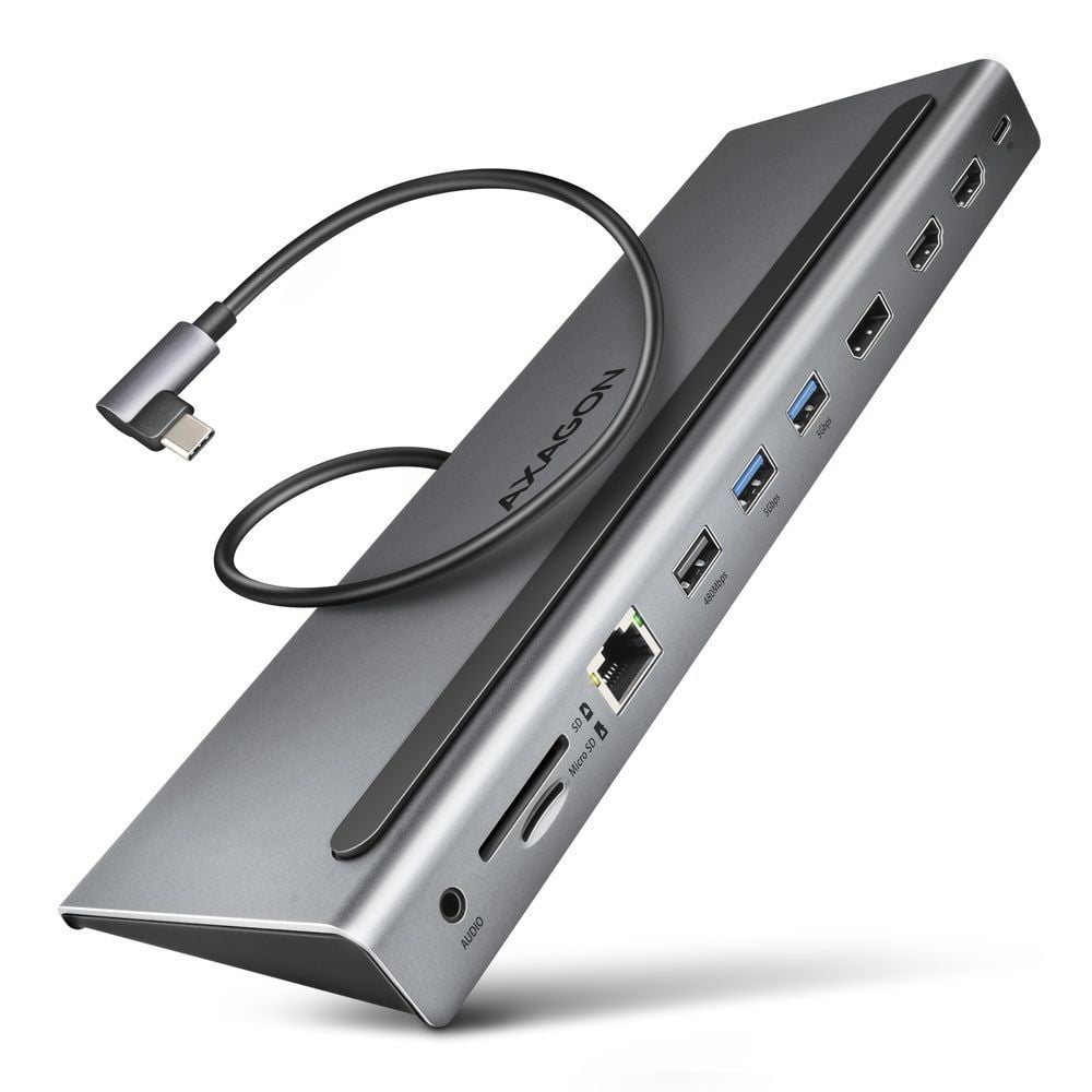 Axagon HMC-4KX3 USB-C 11in1 notebook dokkoló ezüst Axagon HMC-4KX3 USB-C 11in1 notebook dokkoló ezüst