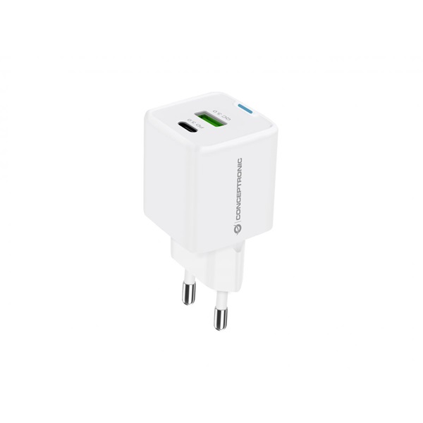 Conceptronic ALTHEA15W USB-C+USB-A 20W telefon töltő adapter Fehér Conceptronic ALTHEA15W USB-C+USB-A 20W telefon töltő adapter Fehér