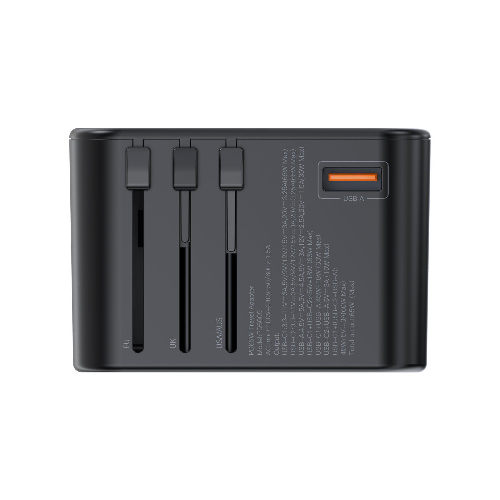 Choetech USB-C*2+A 65W travel US,UK,EU,AU töltő Fekete Choetech USB-C*2+A 65W travel US,UK,EU,AU töltő Fekete
