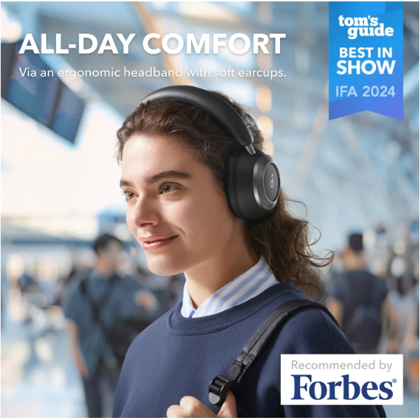 ANKER A3062G11 Vezeték Nélküli Fejhallgató  Soundcore Space One Pro Összecsukható Aktív Zajszűrő  jet black  