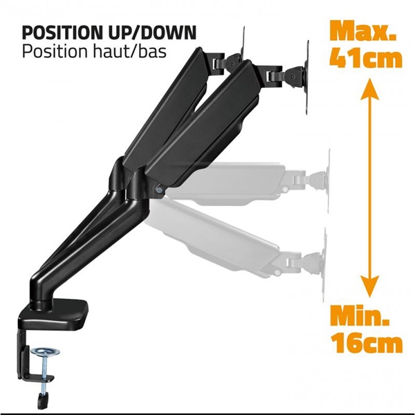 Advance  MECAMOUNT Dual  17-32" dönthető forgatható Monitor Asztali konzol Fekete 