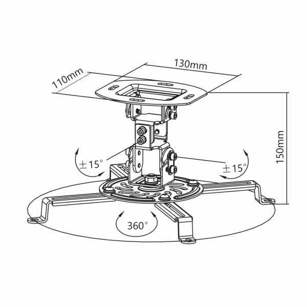 SBOX PM-18 Mennyezeti projektor tartó konzol, forgatható, dönthető, max. 13.5 kg
