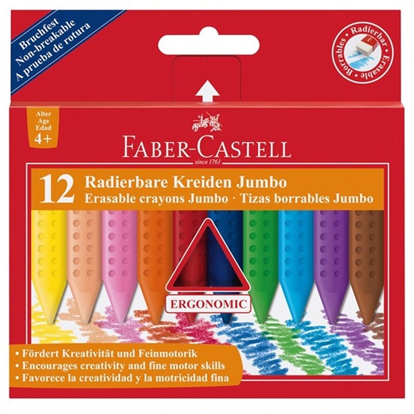 Faber-Castell Grip Jumbo 122540 háromszögletű 12db-os vegyes színű zsírkréta Faber-Castell Grip Jumbo 122540 háromszögletű 12db-os vegyes színű zsírkréta