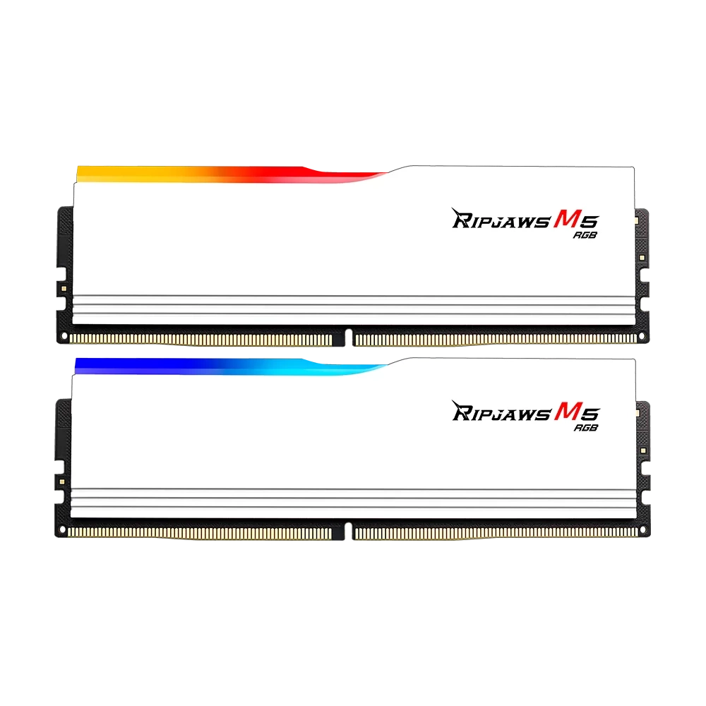 G.SKILL Ripjaws M5 RGB 32GB Kit2 (2 x 16GB) DDR5 6000 Mhz CL36-48-48-96 1.25V Memória Fehér G.SKILL Ripjaws M5 RGB 32GB Kit2 (2 x 16GB) DDR5 6000 Mhz CL36-48-48-96 1.25V Memória Fehér