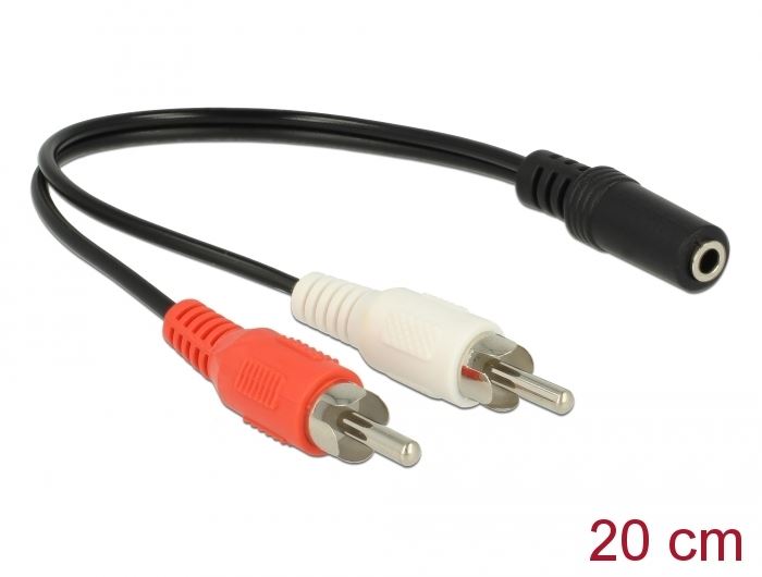 Delock 2 x RCA apa  >1 x 3,5 mm jack kábel 20 cm (85806)