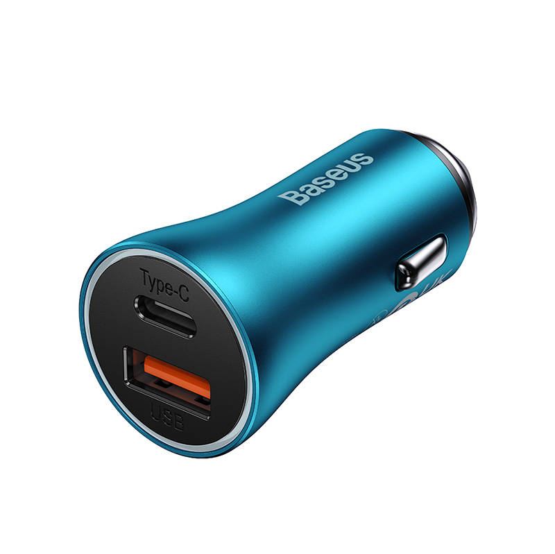 Baseus Golden Contactor Max autós töltő USB + USB-C 60W kék (CGJM000103) Baseus Golden Contactor Max autós töltő USB + USB-C 60W kék (CGJM000103)