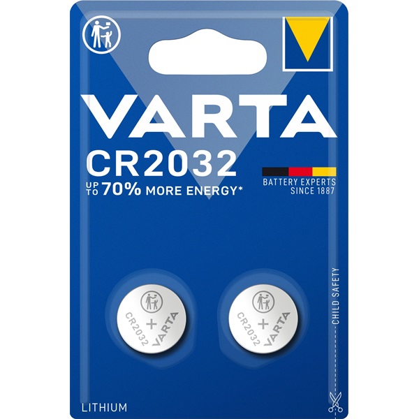 CR2032 lítium gombelem, 3 V, 230 mA, 2 db, Varta BR2032, DL2032, ECR2032, KCR2032, KL2032, KECR2032, LM2032 CR2032 lítium gombelem, 3 V, 230 mA, 2 db, Varta BR2032, DL2032, ECR2032, KCR2032, KL2032, KECR2032, LM2032