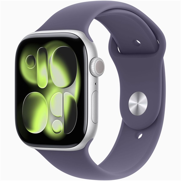 Apple Watch S11 GPS 46mm ezüst alutok, lila sport M/L