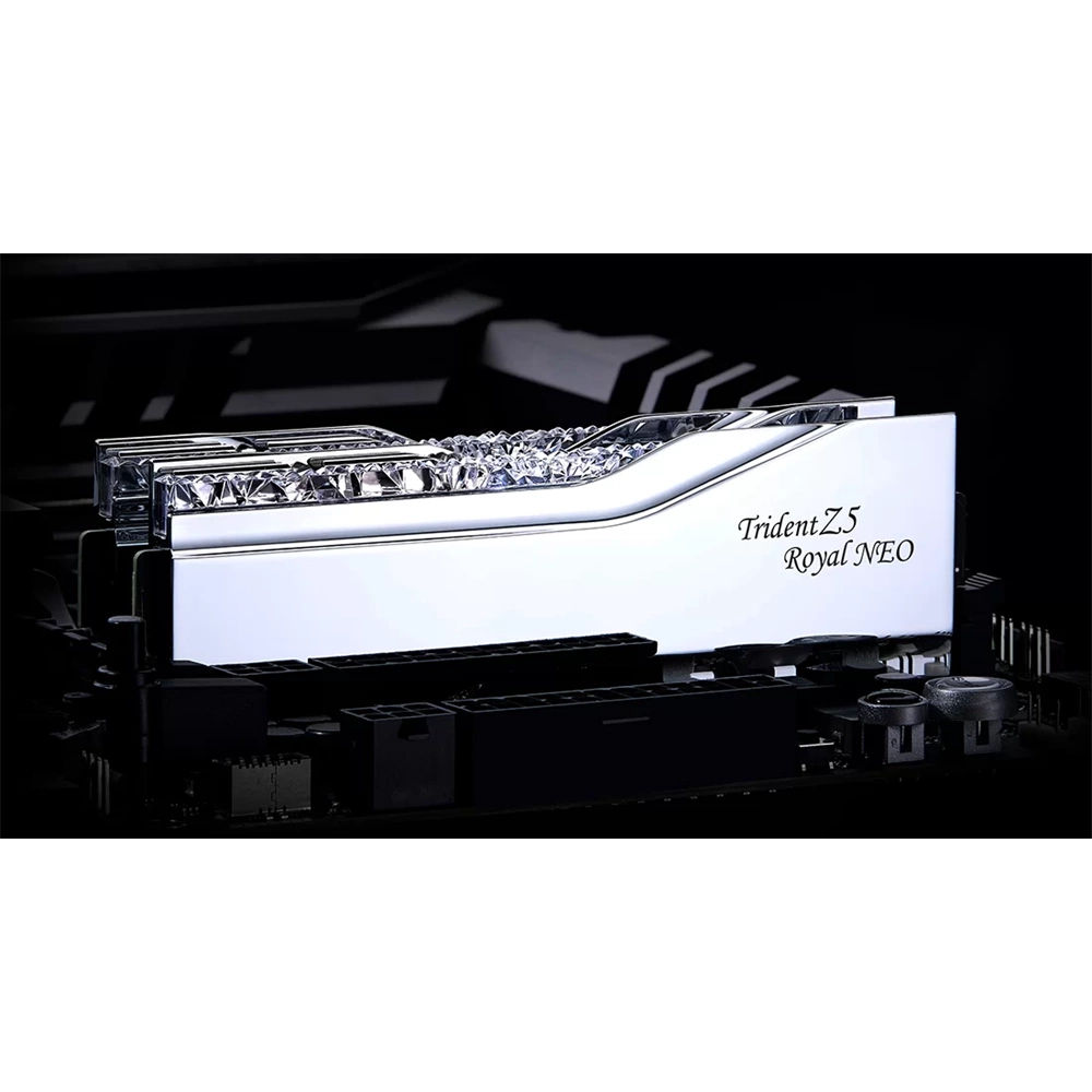 G.SKILL Trident Z5 Royal Neo 8000 Mhz CL40-48-48-128 1.40V 48GB Kit2 (2x24GB)AMD EXPO-Silver Memória G.SKILL Trident Z5 Royal Neo 8000 Mhz CL40-48-48-128 1.40V 48GB Kit2 (2x24GB)AMD EXPO-Silver Memória