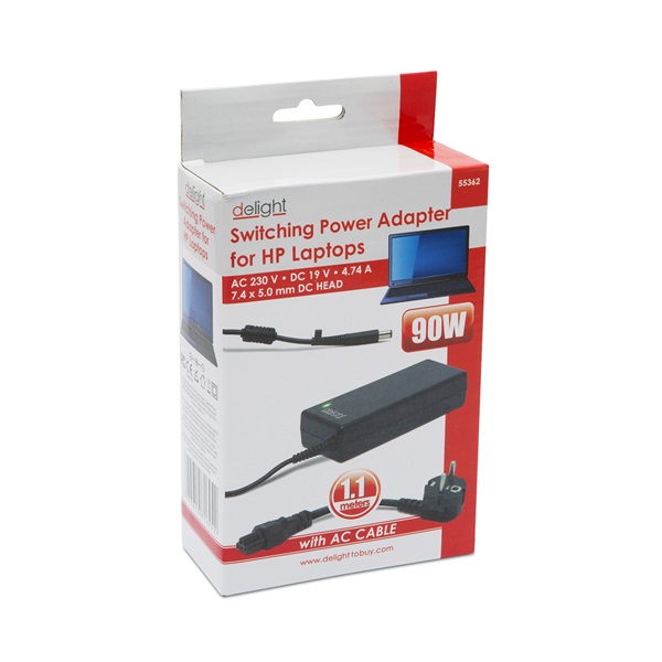 Delight 55362 90W HP laptop/notebook töltő adapter tápkábellel