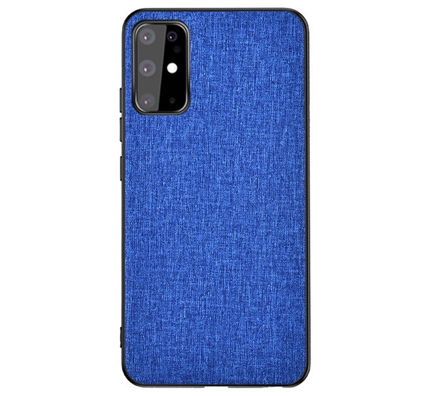 Műanyag telefonvédő (közepesen ütésálló, szilikon keret, textil hátlap) SÖTÉTKÉK [Samsung Galaxy S20 5G (SM-G981U)]