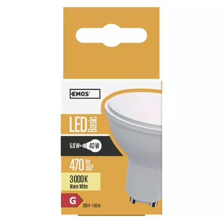 Emos Z75130 LED SPOT 6W GU10 MELEG FEHÉR