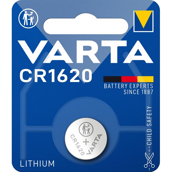 CR1620 lítium gombelem, 3 V, 70 mA, Varta BR1620, DL1620, ECR1620, KCR1620, KL1620, KECR1620, LM1620