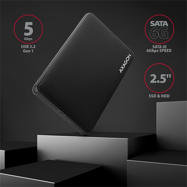 Axagon EE25-SLC 2.5" külső merevlemez ház fekete