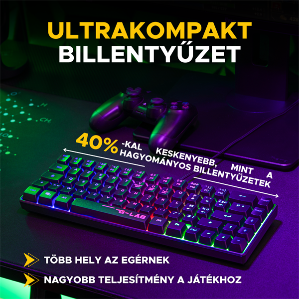 The G-Lab Gaming kit - 2 in 1 COMBO HYDROGEN B/HU  TKL billentyűzet  egér  6200 DPI RGB USB-A Fekete HU