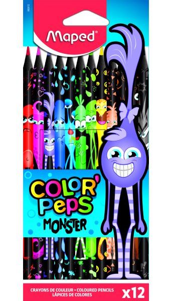 Színes ceruza készlet, háromszögletű, MAPED "Color`Peps Monster", 12 különböző szín Színes ceruza készlet, háromszögletű, MAPED "Color`Peps Monster", 12 különböző szín