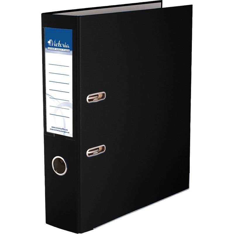 Iratrendező, 75 mm, A4, PP/karton, élvédő sínnel, VICTORIA OFFICE, "Basic", fekete Iratrendező, 75 mm, A4, PP/karton, élvédő sínnel, VICTORIA OFFICE, "Basic", fekete