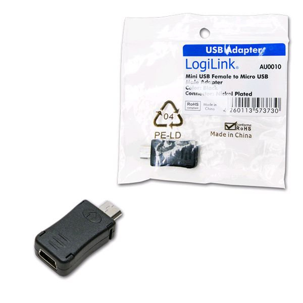 LogiLink AU0010 Mini USB anya -> micro USB apa adapter (AU0010) LogiLink AU0010 Mini USB anya -> micro USB apa adapter (AU0010)