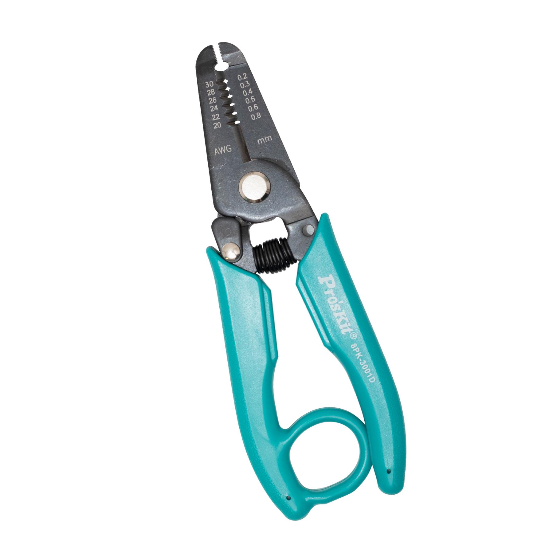 SMA Pro’sKit  precíziós vezeték csupaszoló fogó, 3in1: vág-csupaszol-szorít, 0.2/0.3/0.4/0.5/0.6/0.8mm, biztonsági zár (8PK-3001D)