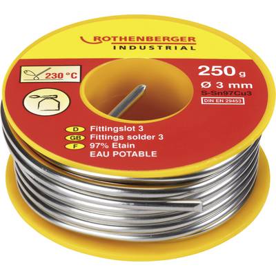 Cső forrasztó anyag, 250 g, O 3 mm, S-Sn97Cu3, Rothenberger 4.5255 Cső forrasztó anyag, 250 g, O 3 mm, S-Sn97Cu3, Rothenberger 4.5255