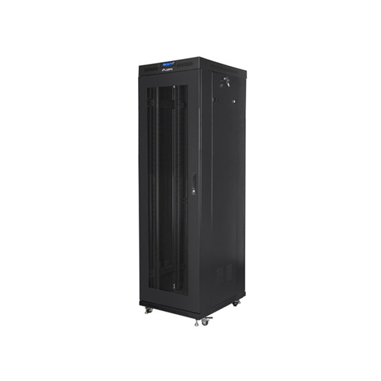 Lanberg 19" szabadon álló rack szekrény 42U/600X800 perforált ajtó  lapraszerelt  LCD kijelző Fekete V2