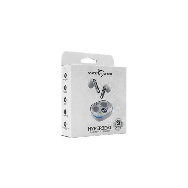 White Shark HYPERBEAT-W GEB-TWS37W bluetooth In-ear fülhallgató mikrofonnal fehér