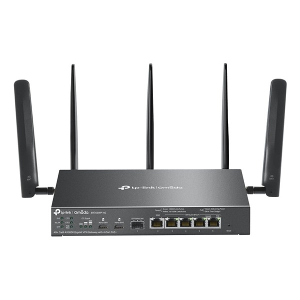 TP-LINK  ER706WP-4G Vezetékes Omada AX3000 VPN Router 1xWAN(1000Mbps) + 4x1000Mbps(POE+) + 1xSFP + 2xSIM