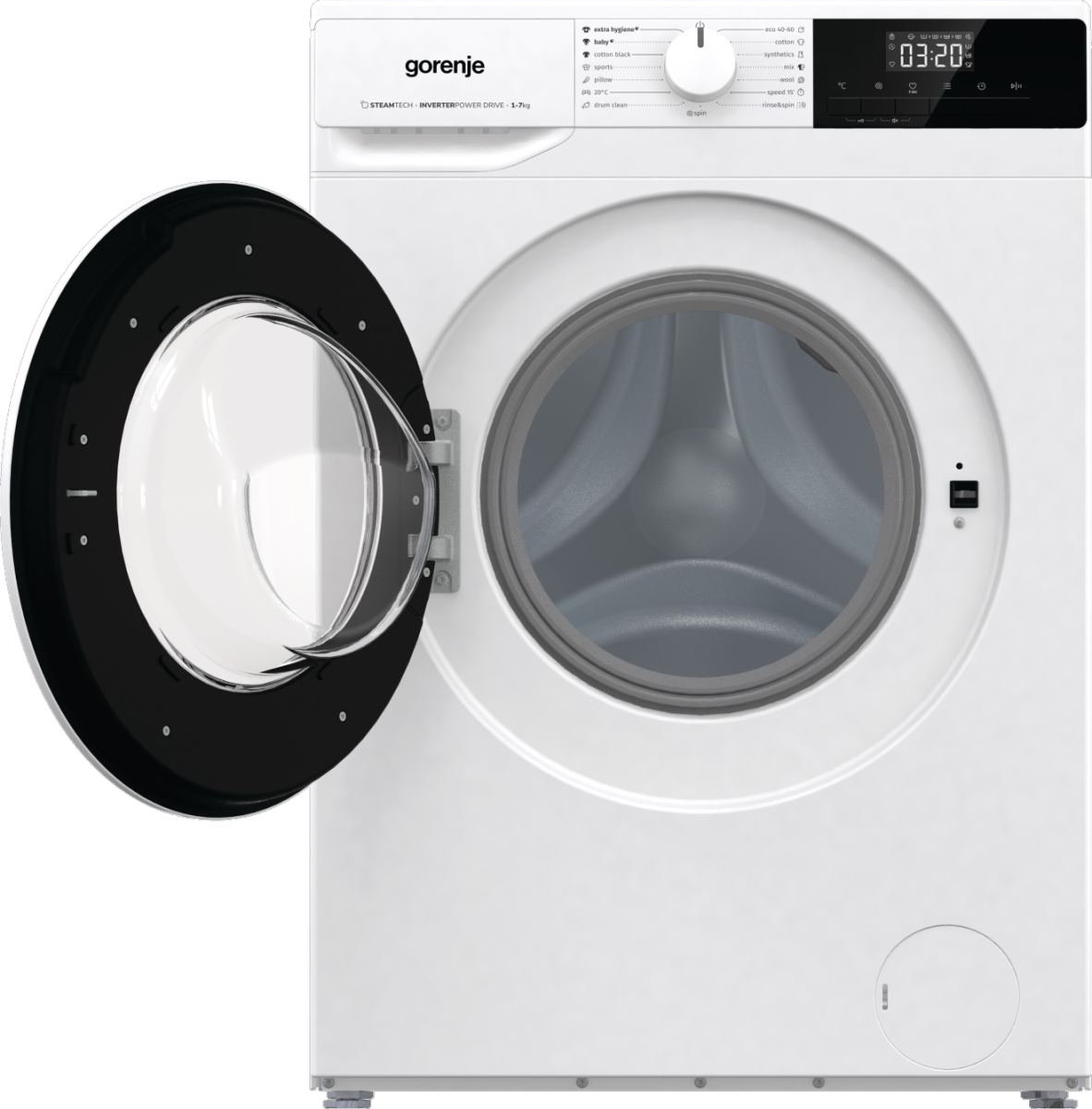 Gorenje WNHPI72SCS Elöltöltős keskeny mosógép – 7 kg, 1200 ford./perc, C Energiaosztály, Gőz technológia, Allergy Care, Baby Eco program