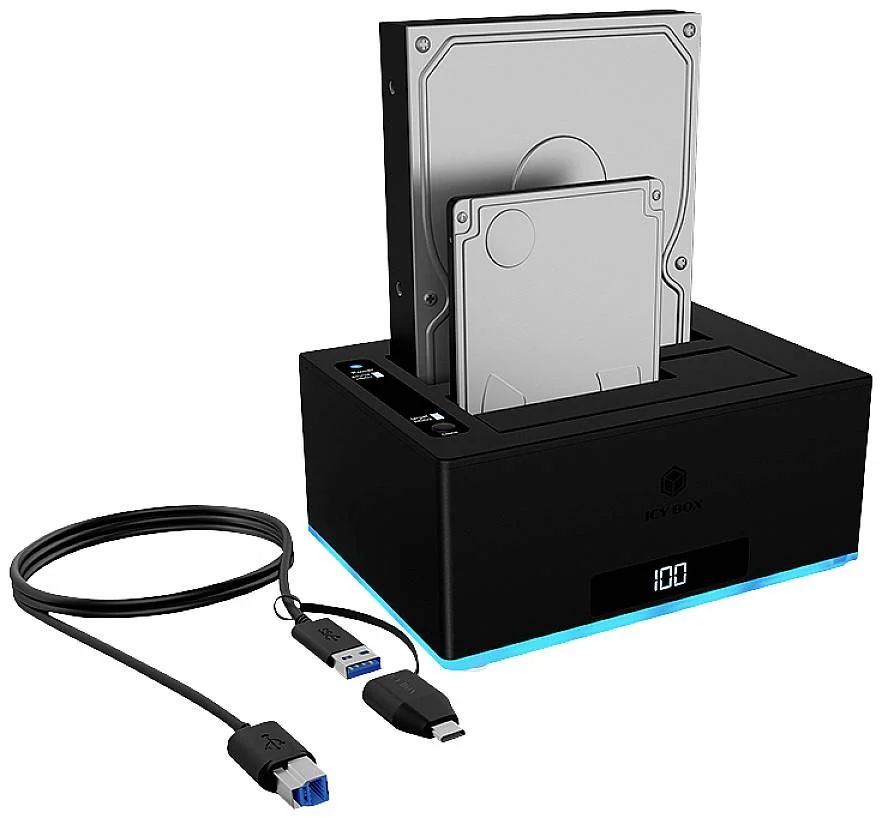 Raidsonic IcyBox IB-127CL-U3 Docking & Clone Station 2,5/3,5" USB3.0 Fekete