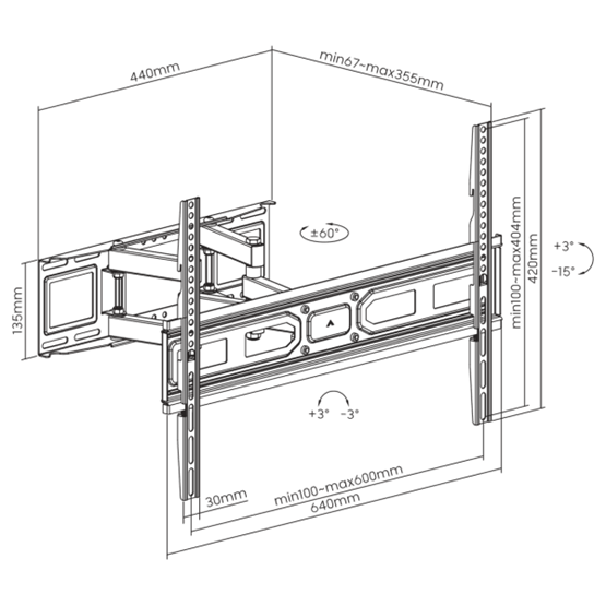  SBOX PLB-3646-2 37"-80" fali konzol