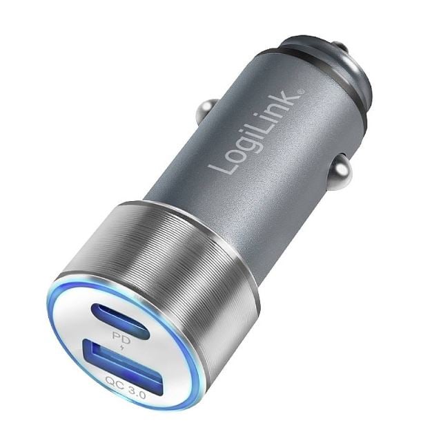 Logilink 1x USB-C PD  1x USB-A QC 36 W USB autós töltő