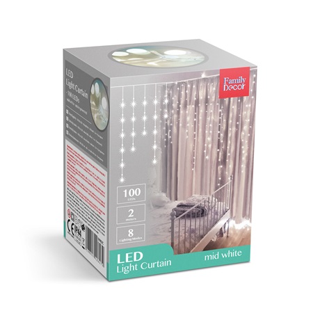 LED FÉNYFÜGGÖNY 2,2 M KÖZÉPFEHÉR
