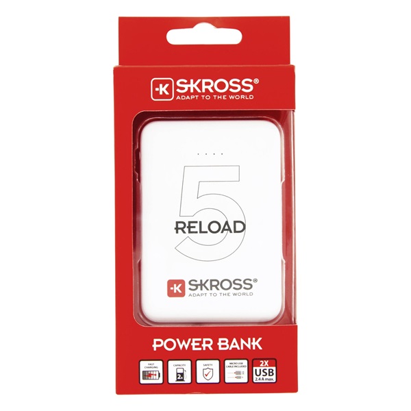 SKROSS Reload5 5Ah power bank USB/microUSB kábellel, két kimenettel
