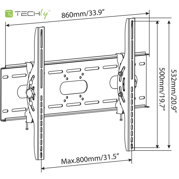TECHLY ICA-PLB 890 42-80" LCD kijelzőhöz dönthető fali konzol fekete TECHLY ICA-PLB 890 42-80" LCD kijelzőhöz dönthető fali konzol fekete
