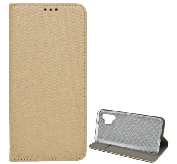Tok álló, bőr hatású (FLIP, oldalra nyíló, asztali tartó funkció, rombusz minta) ARANY [Samsung Galaxy A32 4G (SM-A325)]