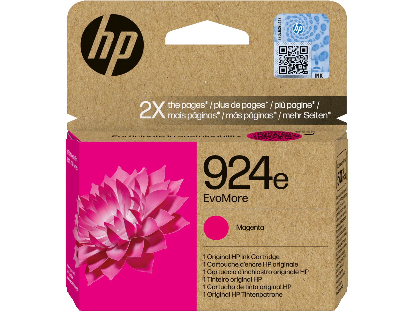 HP 4K0U8NE Tintapatron Magenta 800 oldal kapacitás No.924e EvoMore Eredeti