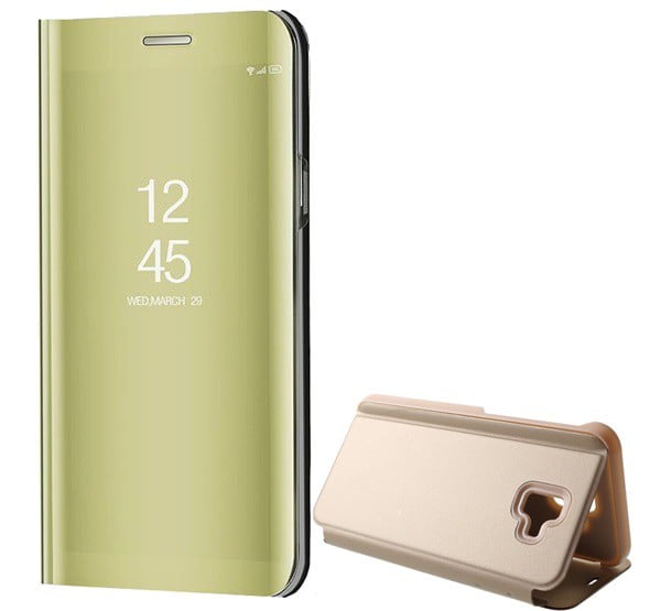 Tok álló (aktív FLIP, oldalra nyíló, asztali tartó funkció, tükrös felület, Mirror View Case) ARANY [Samsung Galaxy J6 Plus (SM-J610F)]