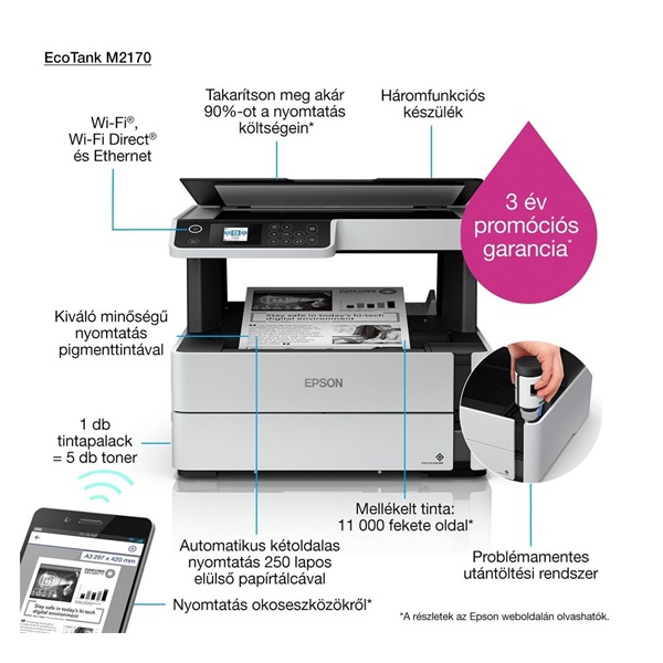 Epson EcoTank M2170 Mono multifunkciós nyomtató (C11CH43402)