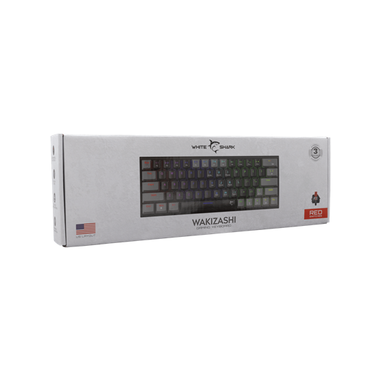 White Shark GK-002111-B-G/R-US WAKIZASHI vezetékes mechanikus gamer billentyűzet Fekete US