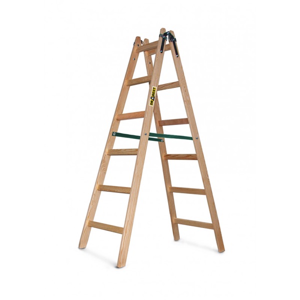 DRABEST STANDARD 2x6 lépcsős fa létra, összecsukható