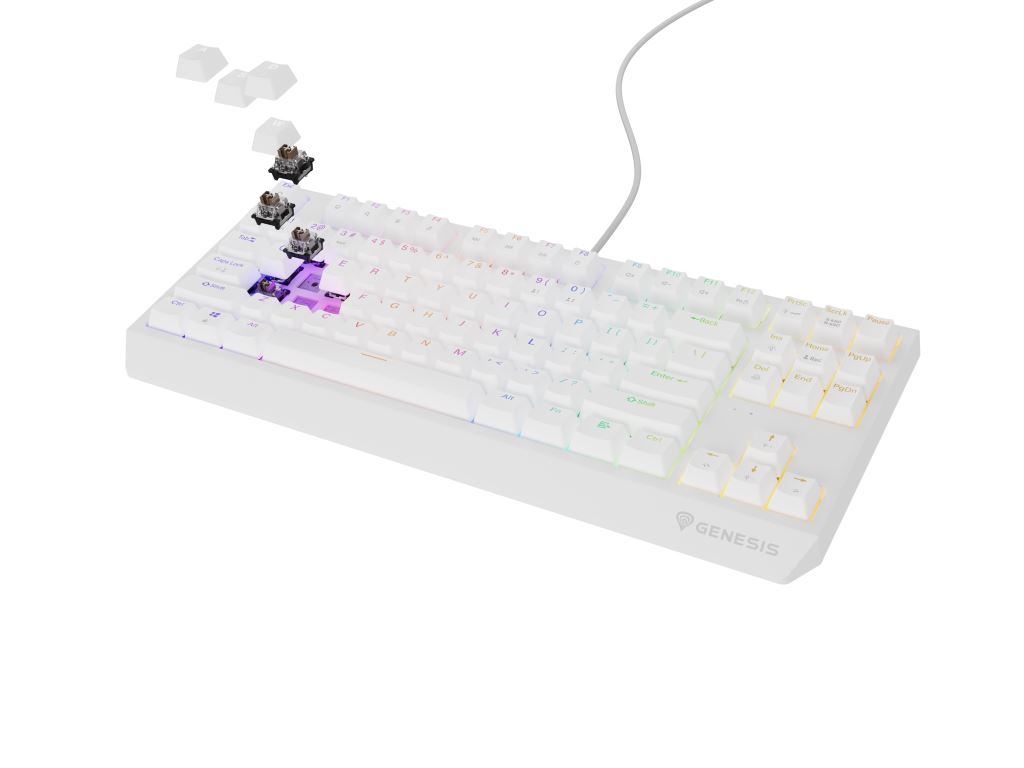 Genesis Thor 230 TKL US Outemu Brown Gaming billentyűzet fehér Genesis Thor 230 TKL US Outemu Brown Gaming billentyűzet fehér