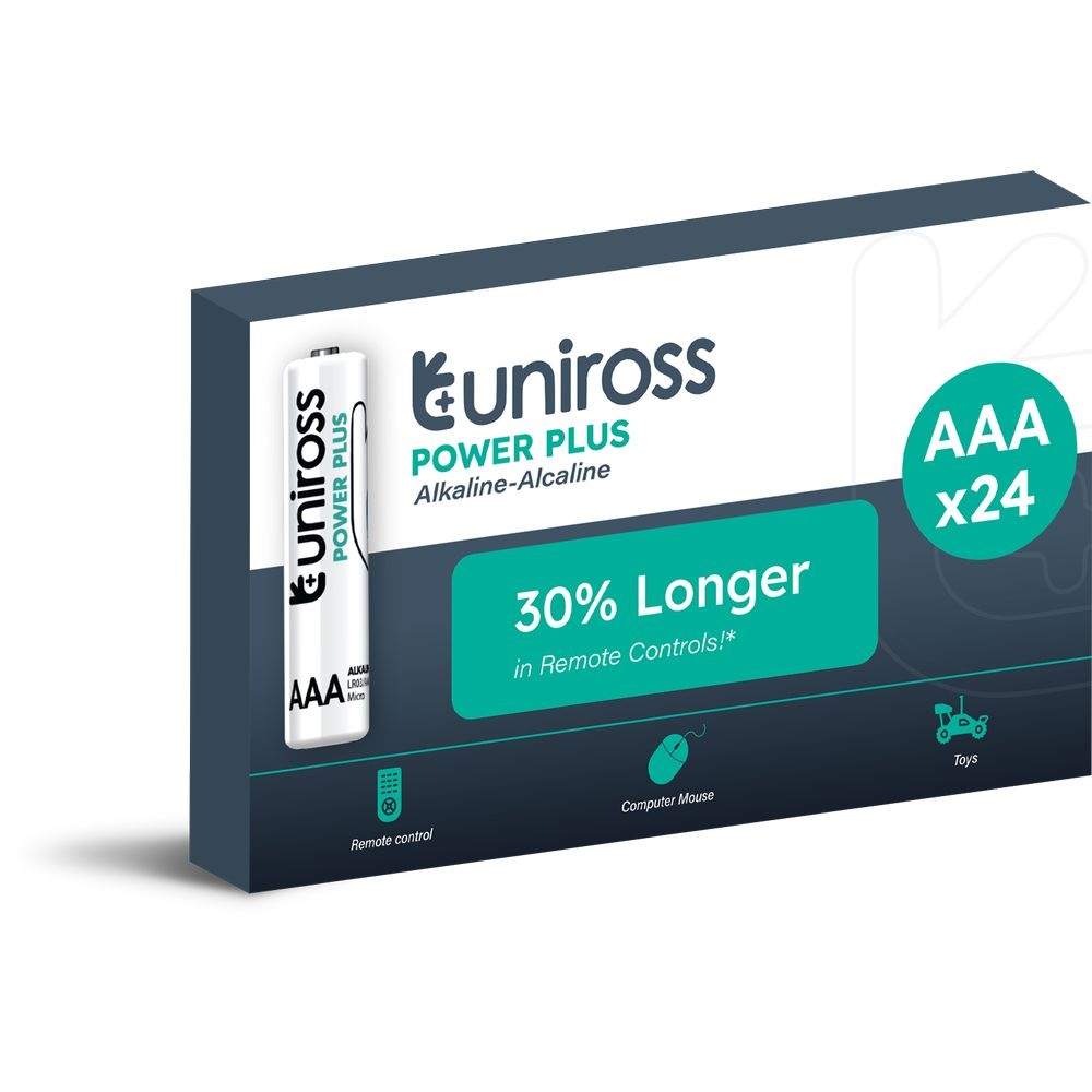 Uniross 1,5V LR03/AAA/mikro tartós alkáli elem POWER PLUS 24db/csomag (UPPAAABX24) Uniross 1,5V LR03/AAA/mikro tartós alkáli elem POWER PLUS 24db/csomag (UPPAAABX24)