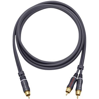 RCA Y elosztó kábel, 1x RCA dugó - 2x RCA dugó, 2 m, aranyozott, antracit, Oehlbach BOOOM 200 RCA Y elosztó kábel, 1x RCA dugó - 2x RCA dugó, 2 m, aranyozott, antracit, Oehlbach BOOOM 200