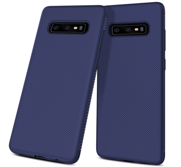Szilikon telefonvédő (közepesen ütésálló, csíkos minta) SÖTÉTKÉK [Samsung Galaxy S10 (SM-G973)]