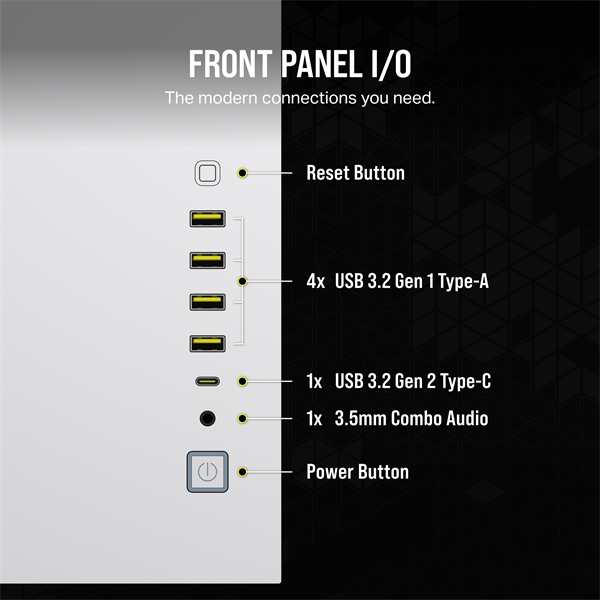 CORSAIR Ház iCUE LINK 6500X RGB, 3x iCUE LINK RX120 RGB Ventilátor, Tápegység nélkül, Edzett Üveg, fehér CORSAIR Ház iCUE LINK 6500X RGB, 3x iCUE LINK RX120 RGB Ventilátor, Tápegység nélkül, Edzett Üveg, fehér