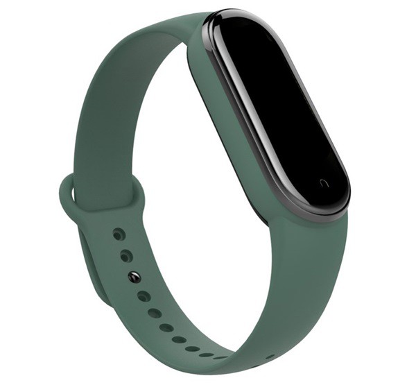 Pótszíj (szilikon, állítható, 15 mm, speciális) SÖTÉTZÖLD [Xiaomi Mi Band 6 ]